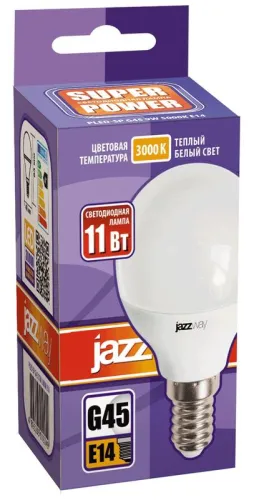 Лампа светодиодная PLED-SP 11Вт G45 3000К E14 230В/50Гц JazzWay 5019249 фото 3