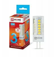 Лампа светодиодная LED-JC-VC 3Вт капсульная 4000К нейтр. бел. G4 260лм 12В IN HOME 4690612019796