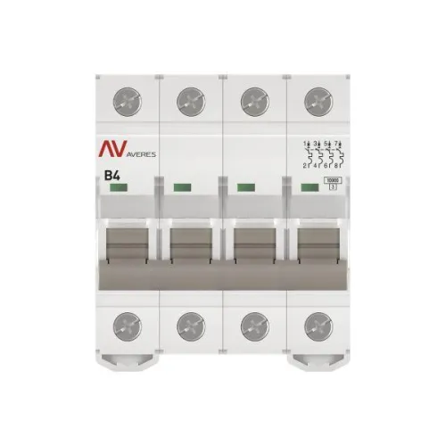 Выключатель автоматический модульный 4п B 4А 10кА AV-10 AVERES EKF mcb10-4-04B-av фото 3