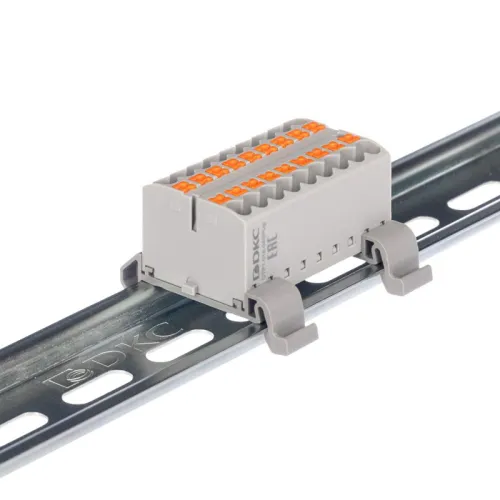 Блок распределительный зажим push-in 18 точек подключения 25кв.мм сер. DKC DTP1-018-04SPUG фото 3