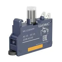 Блок контактный с клеммным безвинтовым зажимом со светодиодом на 220В бел. DKC MC-L220WPP