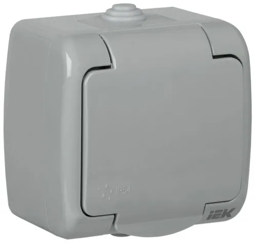 Розетка 1-м ОП AQUATIC РСш12-2-А 16А IP54 с заземл. с крышкой GENERICA ERA12-K03-16-54