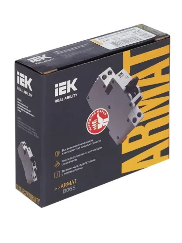 Выключатель автоматический дифференциального тока 2п (1P+N) C 20А 30мА тип A АВДТ B06S 18мм ARMAT IEK AR-B06S-1N-C20A030 фото 3