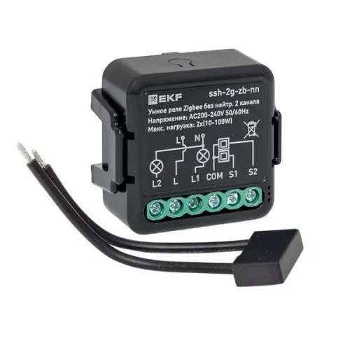 Реле умное в подрозетник 2-канальное Zigbee Connect Select без нейтрали EKF ssh-2g-zb-nn фото 9