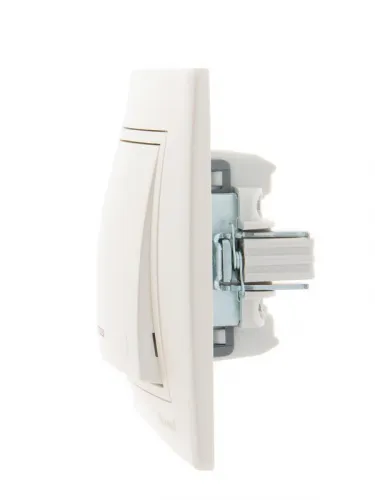 Выключатель 1-кл. СП Mira 10А IP20 с подсветкой со вставкой жемчуж./бел. перламутр. LEZARD 701-3030-111 фото 2