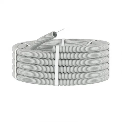 Труба гофрированная ПВХ гибкая легкая d40мм с протяжкой сер. (уп.20м) DKC 91940 фото 3