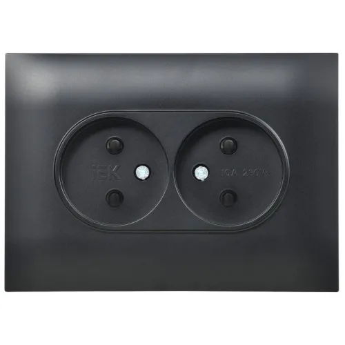 Розетка 2-м SKANDY 10А без заземл. защ. шторки в сборе SK-R09Bl черн. IEK SK-R23-10-K02-F фото 3