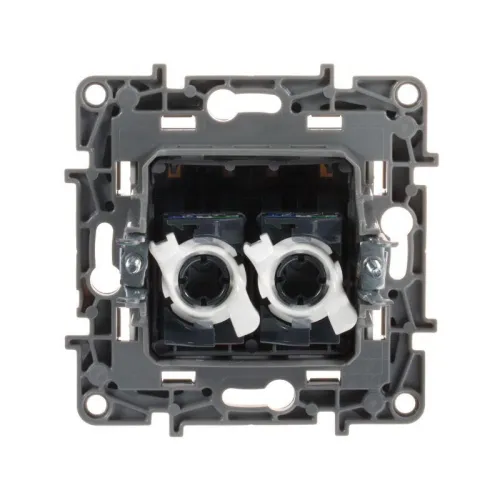 Розетка компьютерная 2-м СП Etika RJ45 кат.5E UTP механизм бел. IEK 672255 фото 3