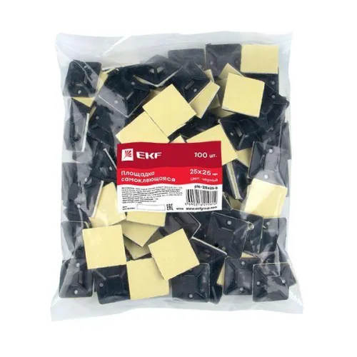 Площадка самоклеящаяся 25х25мм черн. (уп.100шт) EKF plc-25x25-b фото 6