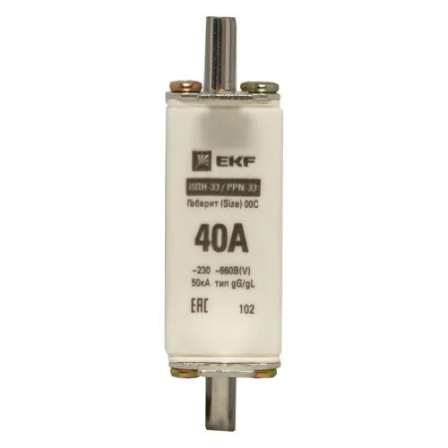Вставка плавкая ППН-33 100/40А габарит 00C PROxima EKF fus-33/100/40 фото 3