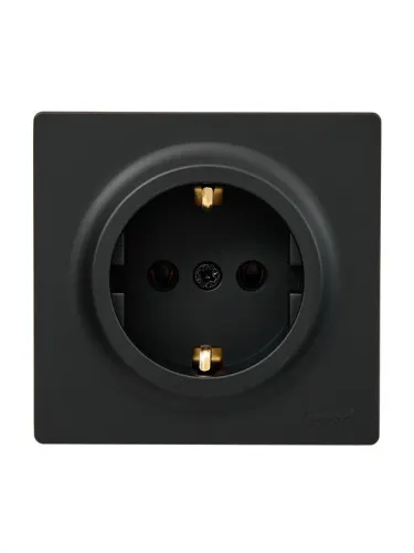 Розетка 1-м ОП LETO с заземл. ПБТ черн. бархат LEZARD 752-4200-122B
