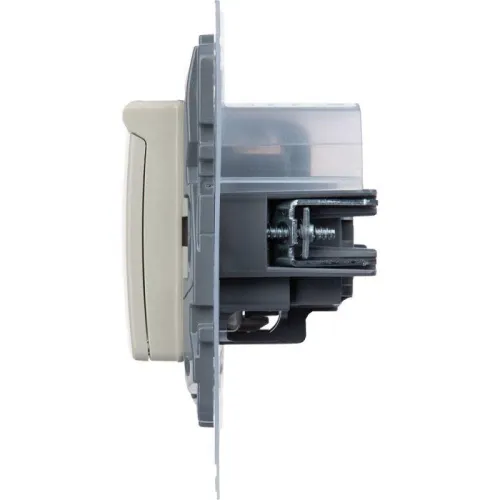 Розетка 1-м СП Etika 16А IP44 250В с заземл. со шторками с защ. крышкой безвинтов. зажимы сл. Кость IEK 672326 фото 3