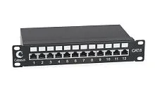 Патч-панель 10дюйм установ. размер 236мм 12 портов RJ45 полностью экранир. кат.6 Dual IDC Cabeus 7953c