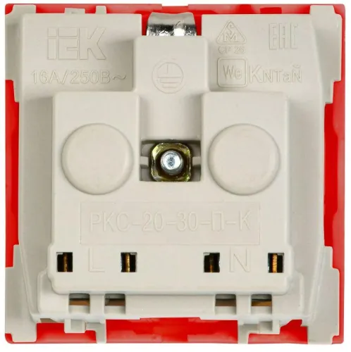 Розетка 1-м 2мод. РКС-20-32-П-К 45х45 с заземл. красн. PRIMER IEK CKK-40D-RSZK2-K04-K фото 3