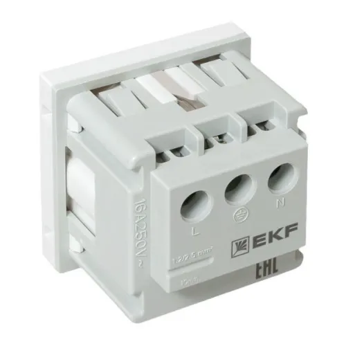 Розетка 1-м 2мод. C-Line РКС-20-30-П 45х45 с заземл. бел. EKF E2MR16-028-10 фото 4
