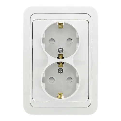 Розетка 2-м СП Лондон 16А IP20 с заземл. защ. шторки бел. PROxima EKF EER16-128-100 фото 2