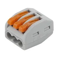 Клемма строительно-монтажная СМК 413 NO-222-23 3-проводная 0.08-2.5кв.мм с рычагом (уп.2шт) Эра Б0033397