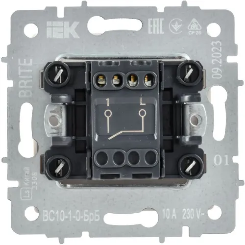 Выключатель 1-кл. Brite 10А ВС10-1-0-БрБ механизм бел. IEK BR-V10-0-10-K01-PRO фото 5