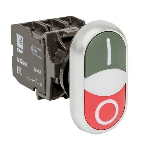 Кнопка LA32HND "Пуск-Стоп" крас./зел. с подсветкой 24В DC NO+NC EKF la32hnd-24 фото 2