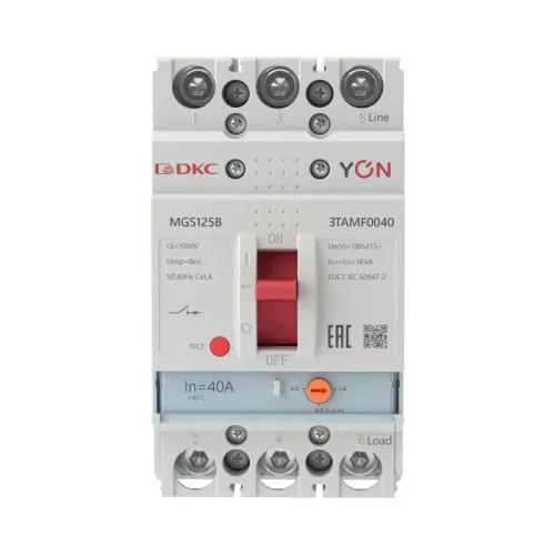 Выключатель автоматический MGS125 3P 32-40А 18кА YON MGS125B-3TAMF0040 фото 2