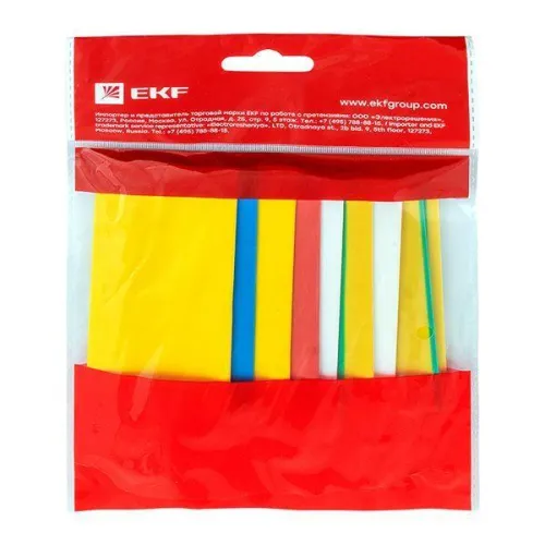 Набор трубок термоусадочных ТУТ нг тонкостен. 20/10 (7 цветов по 3шт 100мм) EKF tut-n-20 фото 4