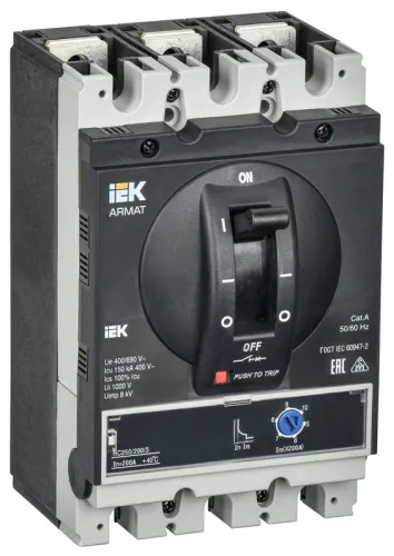 Выключатель автоматический в литом корпусе 3п G 150кА 200А расцепитель электромагн. регулируемый ARMAT IEK AR-MCCB-3G-150-0200A-MTUC