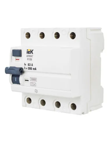 Выключатель дифференциального тока (УЗО) 4п 63А 300мА тип A ВДТ R10N ARMAT IEK AR-R10N-4-063A300 фото 10