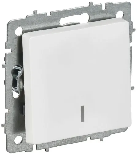 Выключатель проходной 1-кл. СП BRITE ВС10-1-7-БрАБ 10А с индикацией механизм арктич. бел. IEK BR-V12-1-10-K91