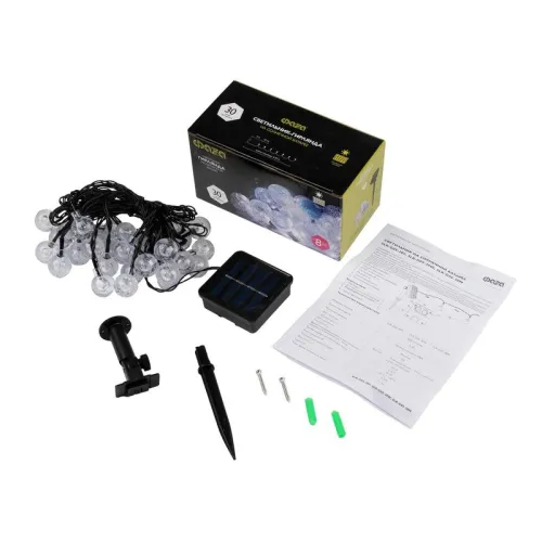 Светильник светодиодный садовый SLR-G05-30W гирлянда шарики холод. бел. на солнечн. батарее ФАZА 5033351 фото 4