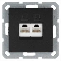 Розетка компьютерная 2-м RJ45 IP20 кат. 5E механизм антрацит Jasmart G6106B