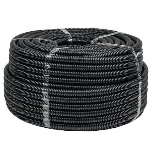 Труба гофрированная d50мм с протяжкой безгалоген. трудногорючая (FRHF) черн. (уп.20м) Plast EKF FRHF-50