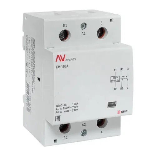 Контактор модульный КМ 100А 1NC+1NO 230В AC (3 мод.) AVERES EKF km-av-3-100-11-230V