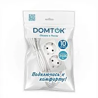Удлинитель 2х10м с заземл. 16А IP20 3.5кВт ПВС 3х1 бел. DOMTOK 2385
