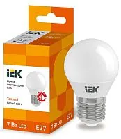 Лампа светодиодная Eco G45 7Вт шар 3000К тепл. бел. E27 630лм 230-240В IEK LLE-G45-7-230-30-E27