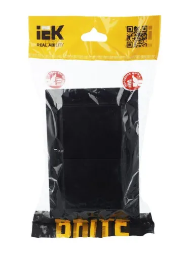 Розетка 2-м СП BRITE РСбш12-3-44-БрЧ 16А в сборе IP44 с крышкой черн. IEK BR-R26-16-44-K02-F фото 3
