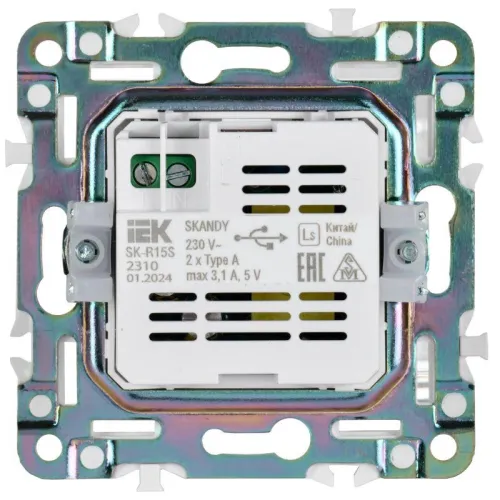 Розетка USB A+A 3.1А SKANDY SK-R15S серебр. IEK SK-U21-D31-K23 фото 3