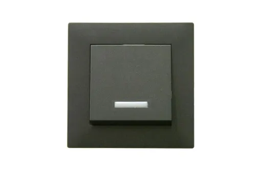 Выключатель 1-клав. с подсветкой Karea RIZZ STAR дым. металлик Makel 88050021