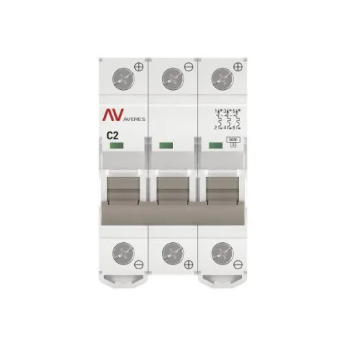 Выключатель автоматический модульный 3п C 2А 6кА AV-6 AVERES EKF mcb6-DC-3-02C-av фото 4