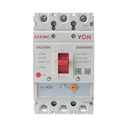 Выключатель автоматический MGS160 3P 32-40A 36kA YON MGS160N-3TAMF0040 фото 2
