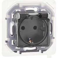 Розетка 1-м СП Inspiria 16А IP44 250В 2P+E защ. шторки с крышкой немецк. стандарт механизм алюм. IEK 673742