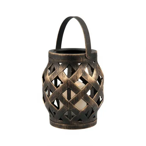 Фонарь декоративный 14х14х16.5см тепл. бел. со свечкой корпус плетеный бронз. Neon-Night 513-055 фото 10