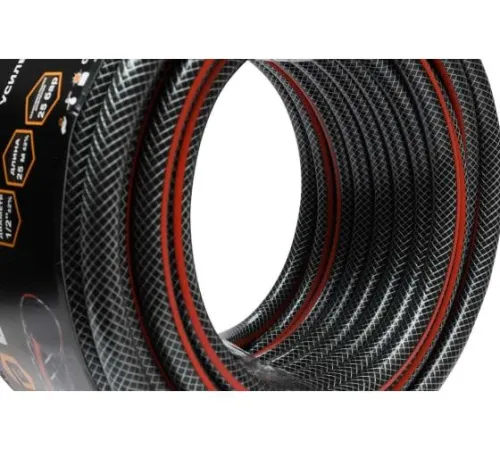 Шланг поливочный ПВХ усиленный премиум пищевой трехслойн. армир. 1/2 25м черн./красн. Вихрь 73/7/2/10 фото 3