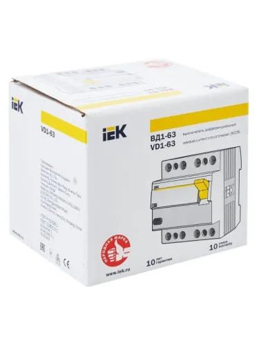 Выключатель дифференциального тока (УЗО) 4п 50А 300мА тип AC ВД1-63 KARAT IEK MDV10-4-050-300 фото 3
