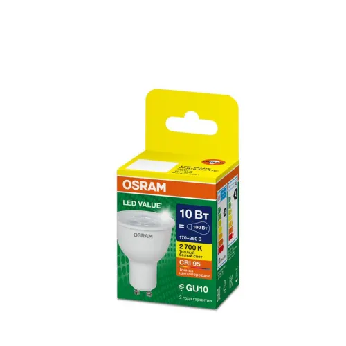 Лампа светодиодная LED G4 Value LVPAR16100 10W/927 CRI95 10Вт 2700К 1000лм рефлектор прозр. GU10 170-250В OSRAM 4630557648033 фото 3
