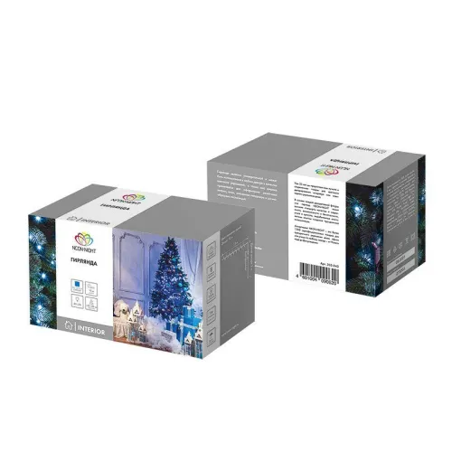 Гирлянда светодиодная "Твинкл Лайт" 10м 80LED син. 5.7Вт 220-240В IP20 с контроллером 8 режимов провод ПВХ темн. зел. Neon-Night 303-043 фото 5