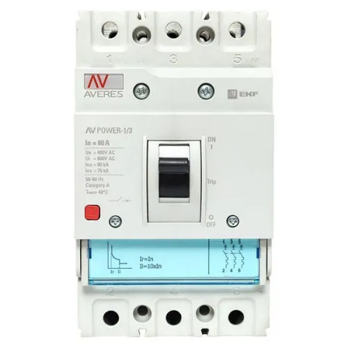 Выключатель автоматический 80А 80кА AV POWER-1/3 TR AVERES EKF mccb-13-80H-TR-av фото 2