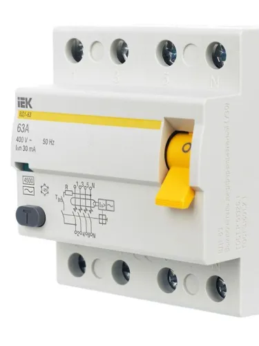 Выключатель дифференциального тока (УЗО) 4п 63А 30мА тип AC ВД1-63 KARAT IEK MDV10-4-063-030 фото 10