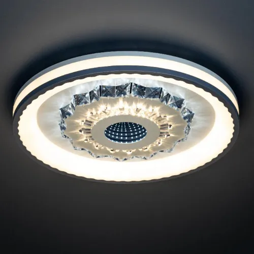 Люстра светодиодная CRYSTAL 3D 120Вт 480х480х60мм 40кв.м потолочная ДУ 3 режима диммир. бел. Ritter 52368 0 фото 8