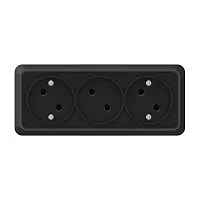 Розетка 3-м ОП Олимп 16А IP20 без заземл. черн. Universal 2217