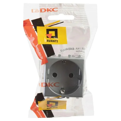 Розетка 1-м 2мод. Avanti "Закаленная сталь" 16А 2P+E защ. шторки сер. DKC 4404002 фото 5